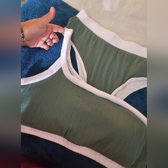 NWOT B1921 XL Ribbed High Waisted One Shoulder Bathing Suit - Picture 5 of 9